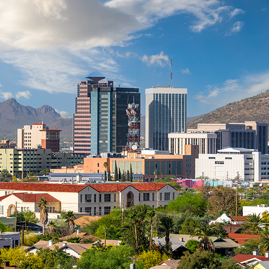 Tucson neighborhood and desert landscape